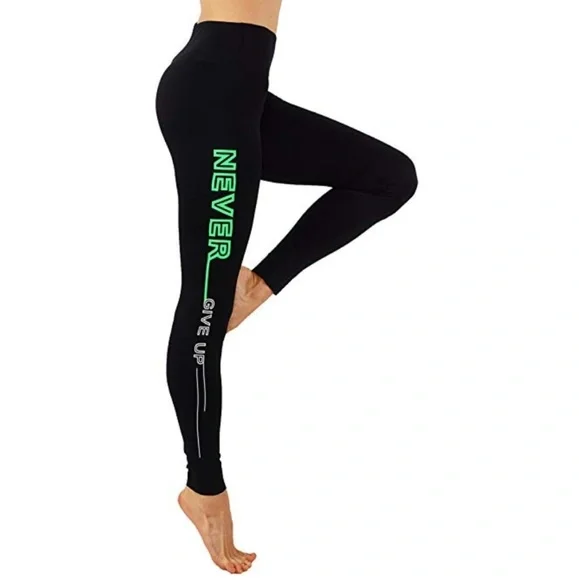 Power Flex Dry-Fit Side Word Printed yoga leggings - Picture 3 of 4
